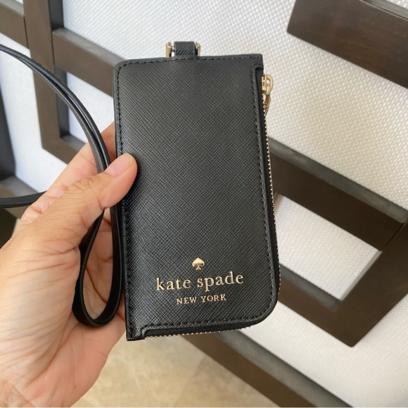 New‼️Kate Spade madison cardcase lanyard KC573 Black - Picture 2 of 6